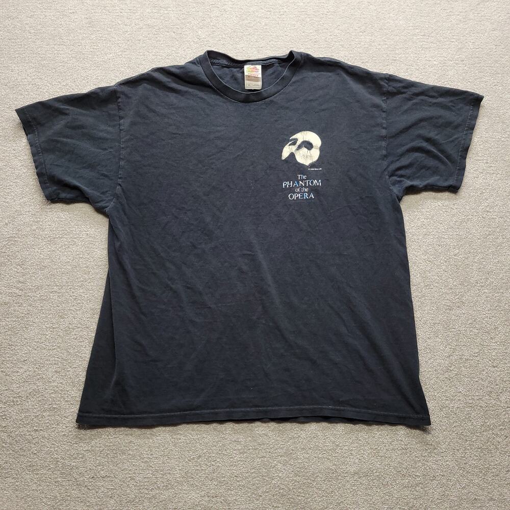 Vintage 1996 Phantom of the Opera T Shirt XL Black Broadway Musical Graphic Tee